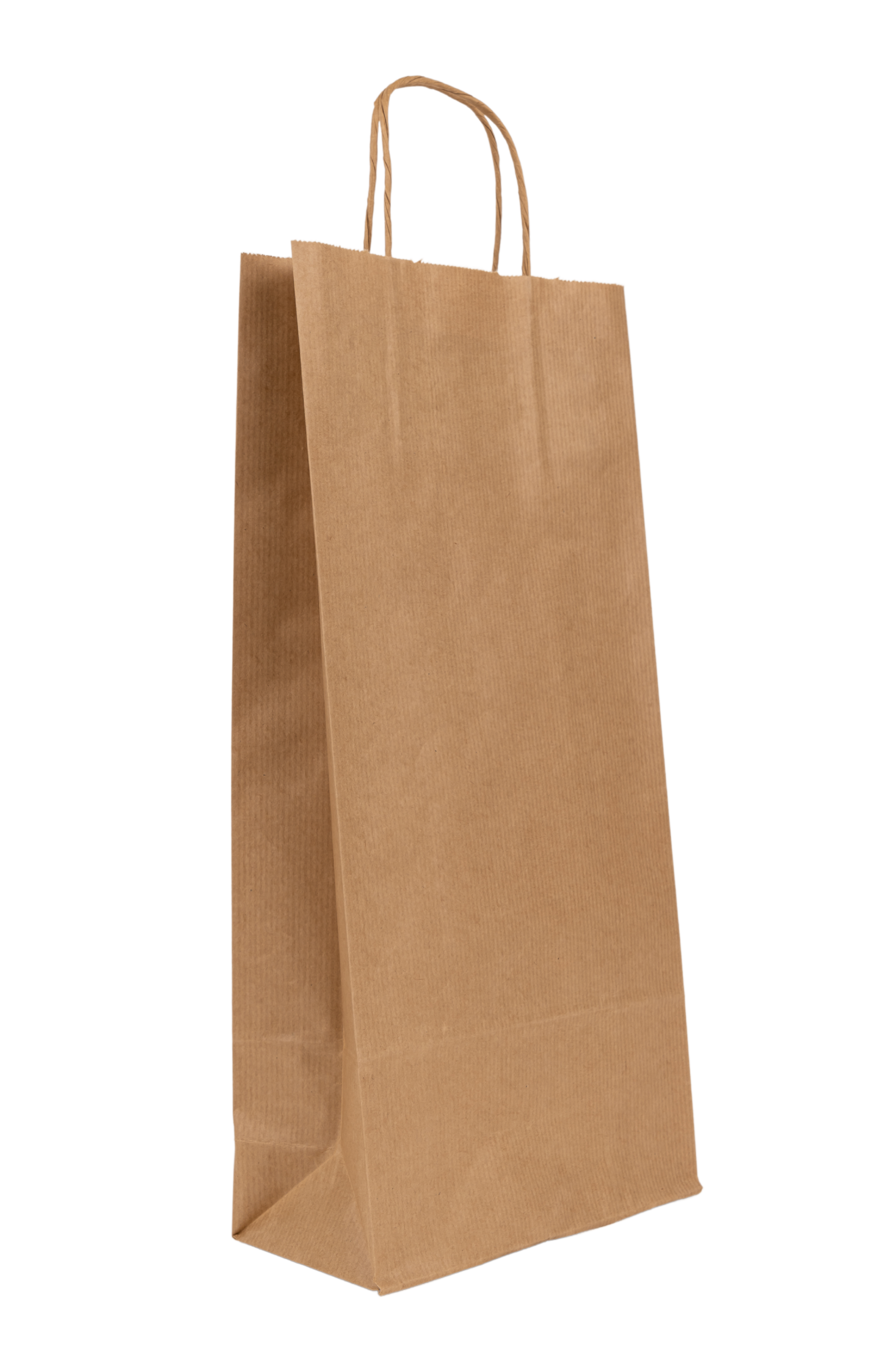 Sacoșă din hârtie kraft natur 18 cm x 8,5 cm x 38 cm – Ideală pentru sticle de vin și cadouri elegante, set 100 bucati