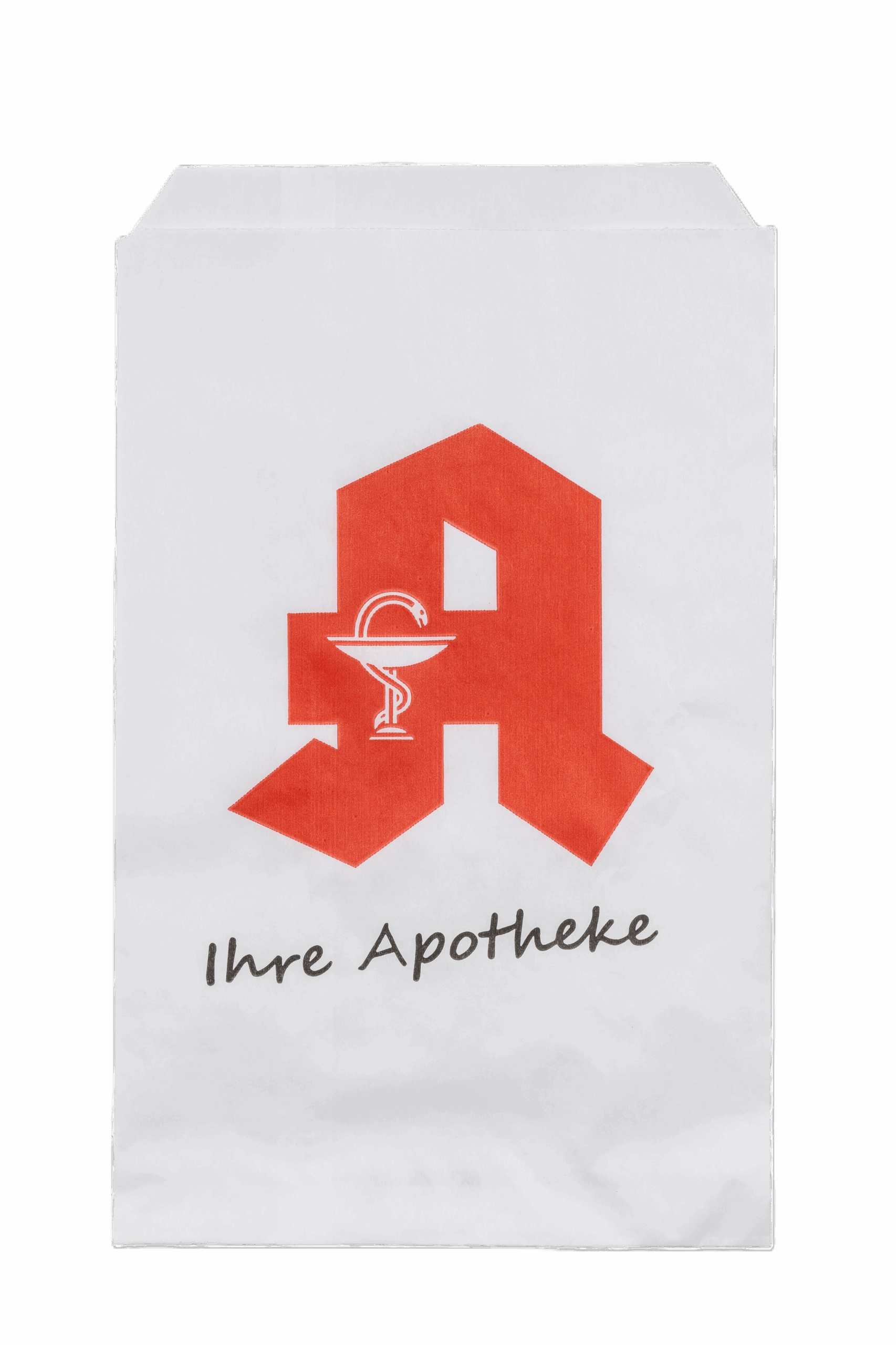 Pungă farmacie 12 cm x 21,5 cm – Imprimare „Ihre Apotheke”, set 100 bucati