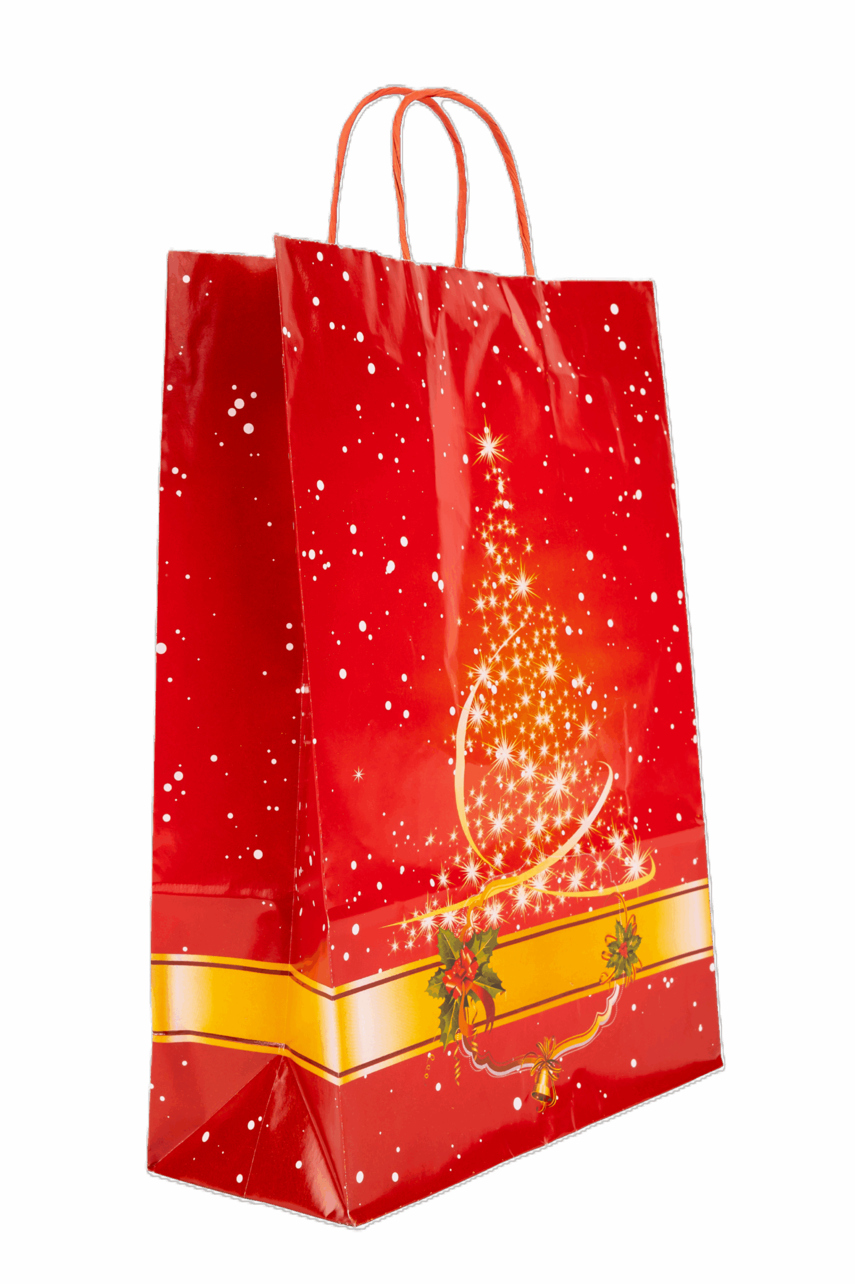 Sacoșă din hârtie cu motive de Crăciun – 22 cm x 11 cm x 32 cm, set 10 bucati