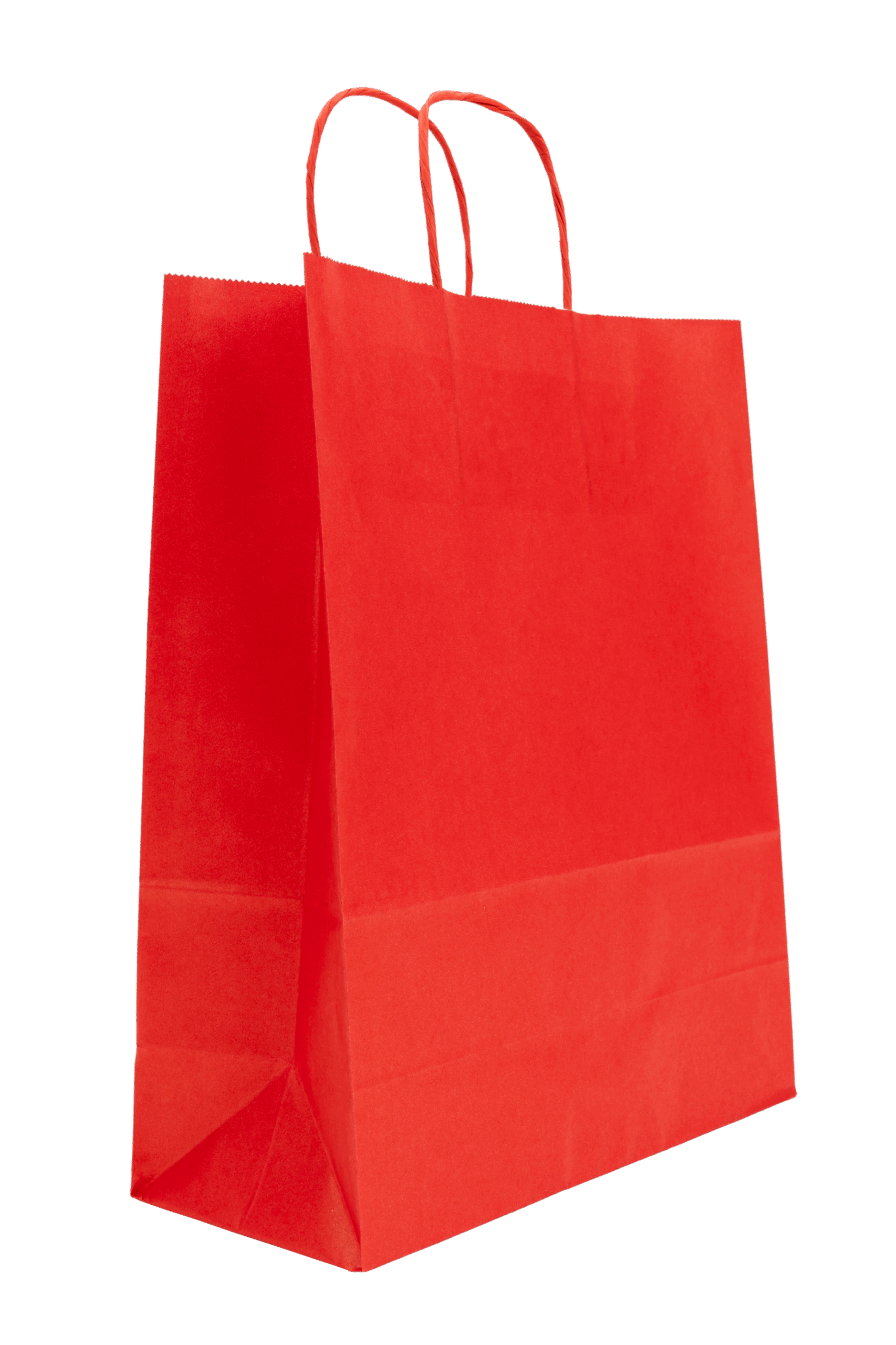 Sacoșă din hârtie cu mâner răsucit, imprimare roșie – 25x11x31 cm | Ambalaj ecologic și elegant pentru cadouri și retail